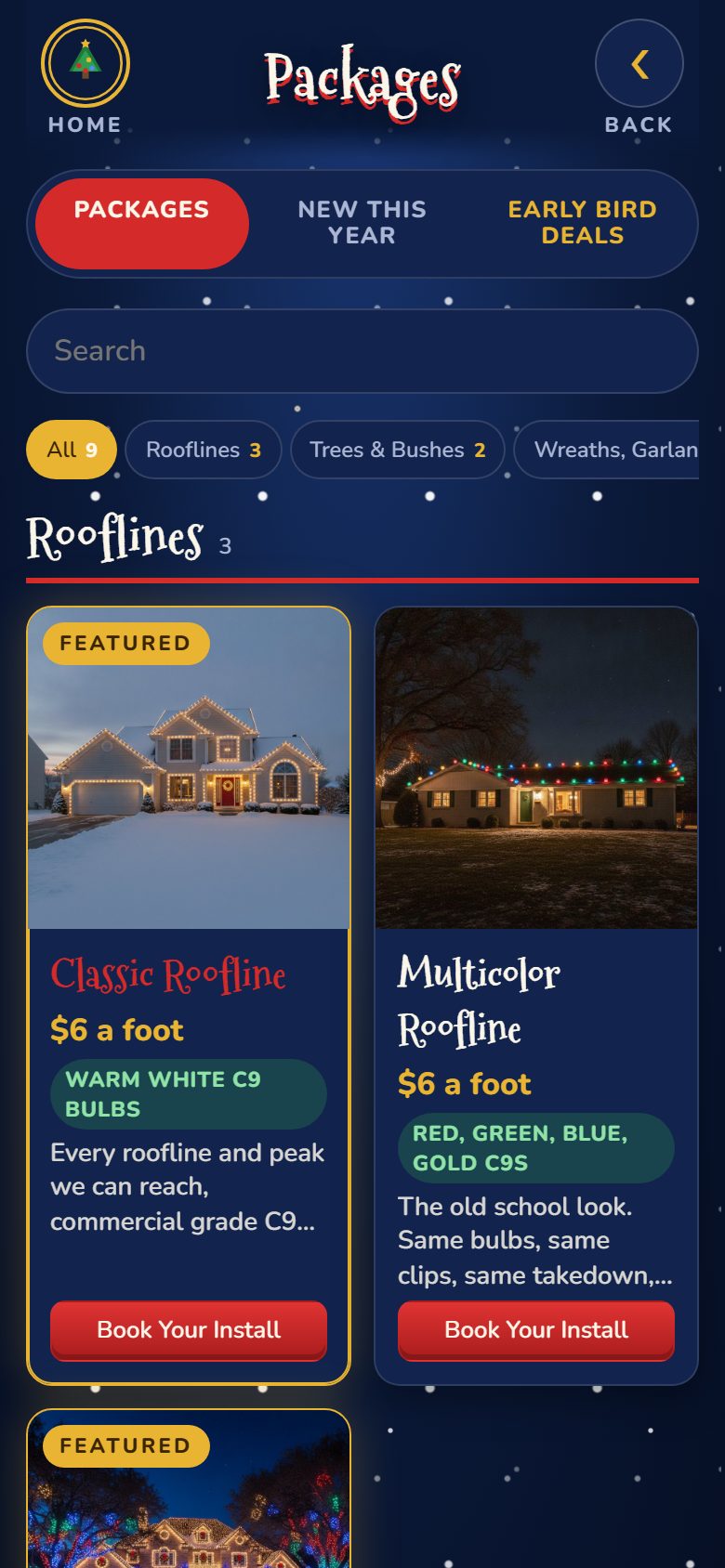Packages on the Christmas lights demo